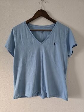 Polo by Ralph Lauren Light Blue V-Neck Tee with Navy Pony